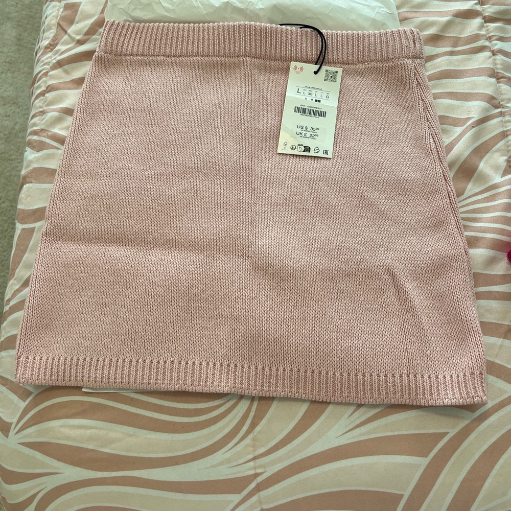 Zara Light Pink Textured Mini Skirt